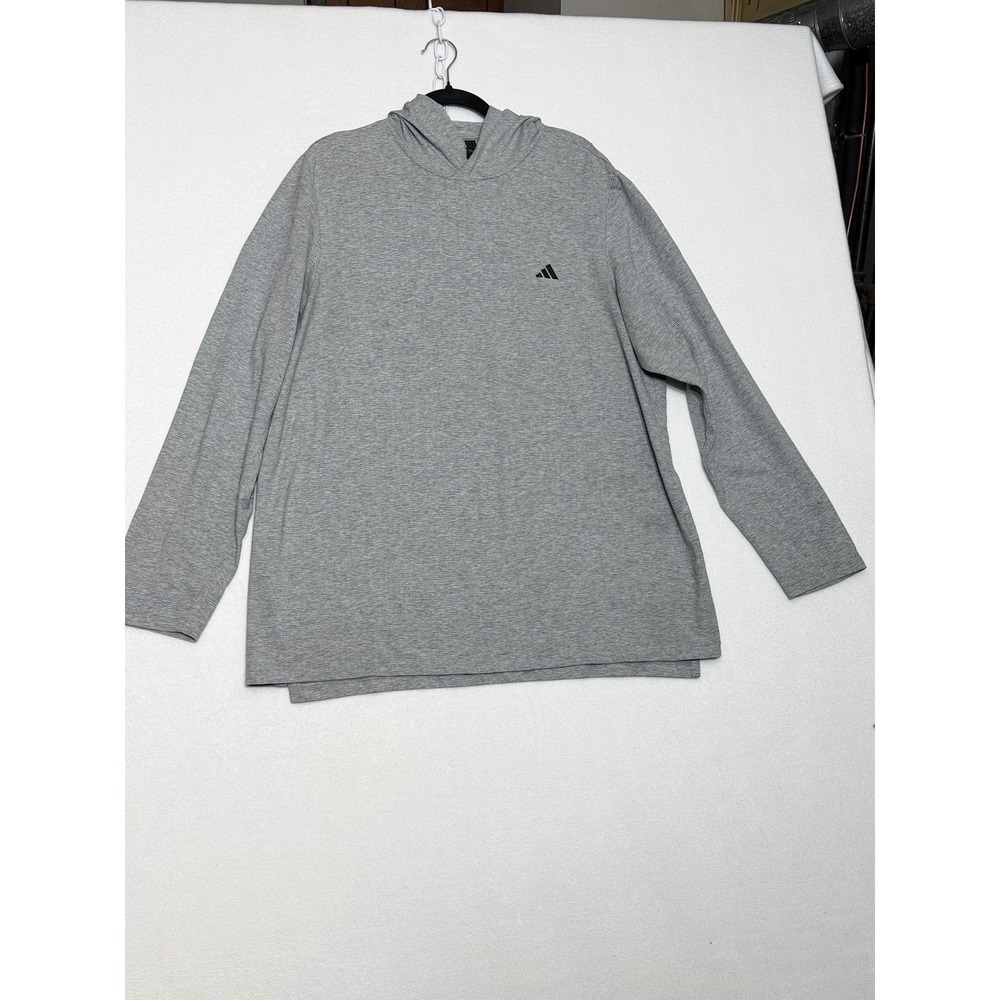 Adidas Mens Long Sleeve Hooded Tee Grey Heather IK9309 XL